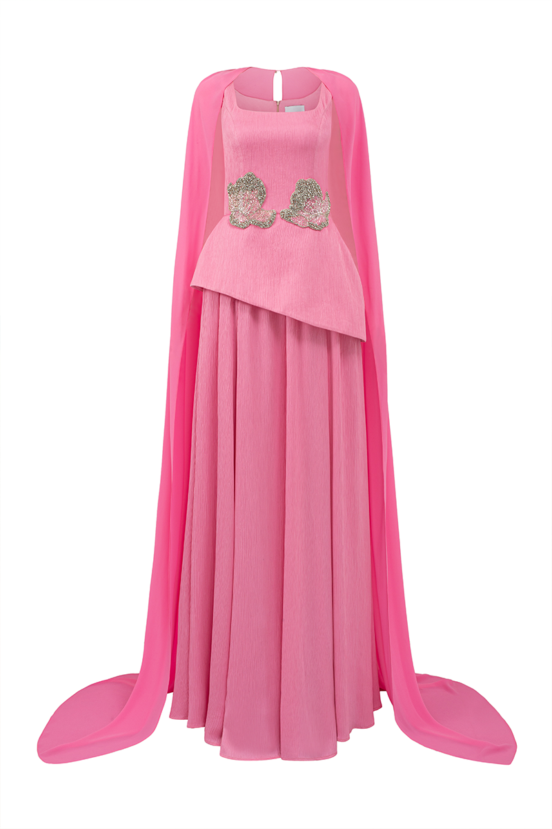 ruched cape dress Off Shoulder Ruched Cape Dress Pink / M (EU 36)
