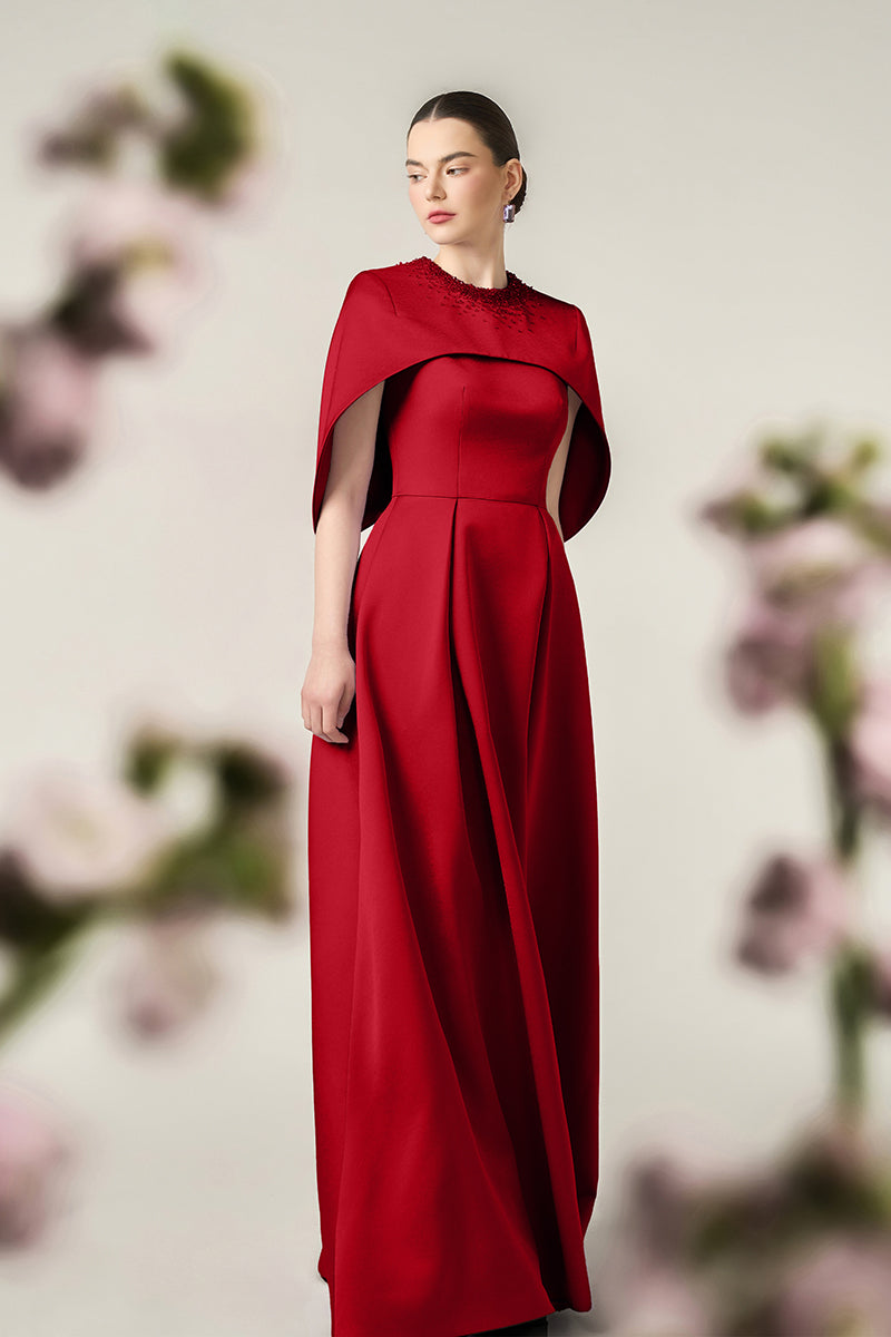 SILK TAFFETA DRESS IN RED - CULT MIA