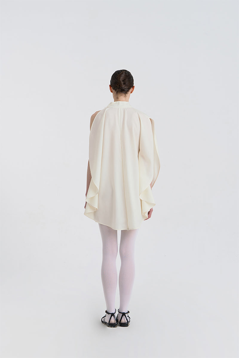 FILANTE CAPE WOOL BLOUSE IN IVORY - CULT MIA