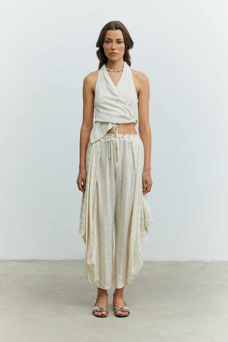 DENIZ WHITE STRIPED TOP - CULT MIA