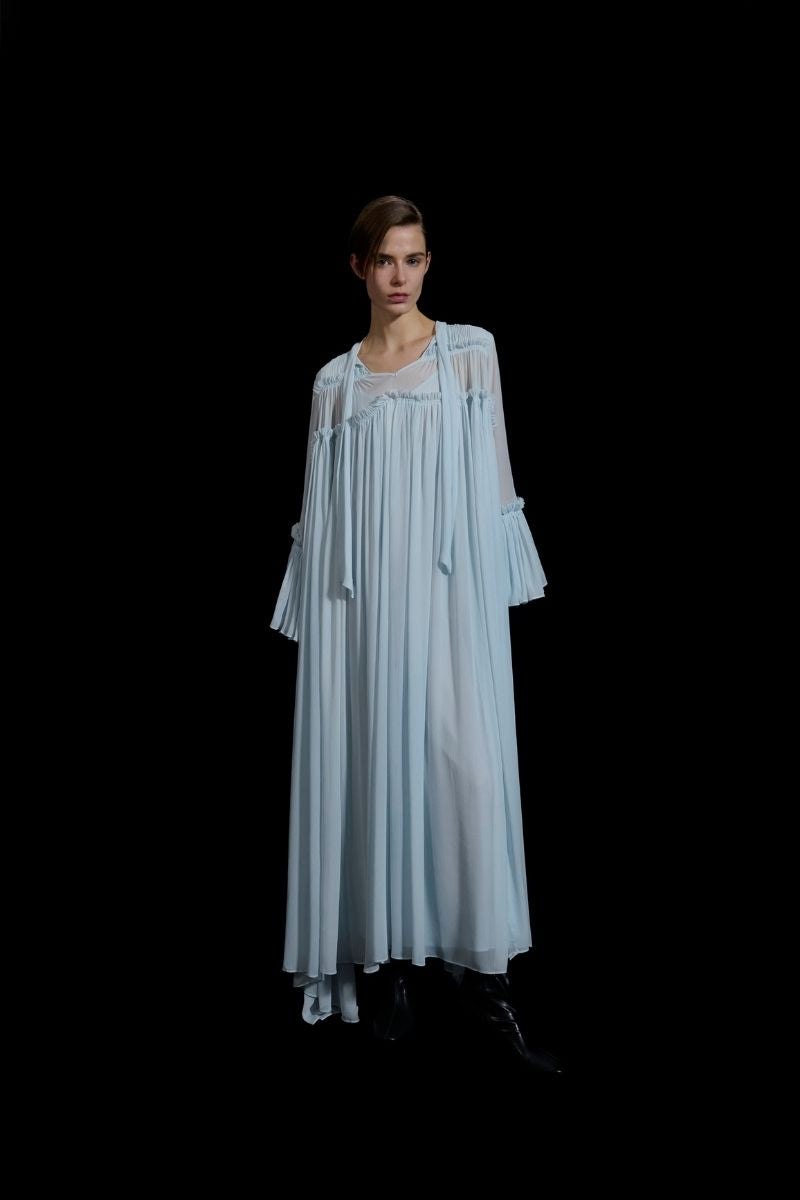 FRILL DETAILED KAFTAN IN BLUE - CULT MIA