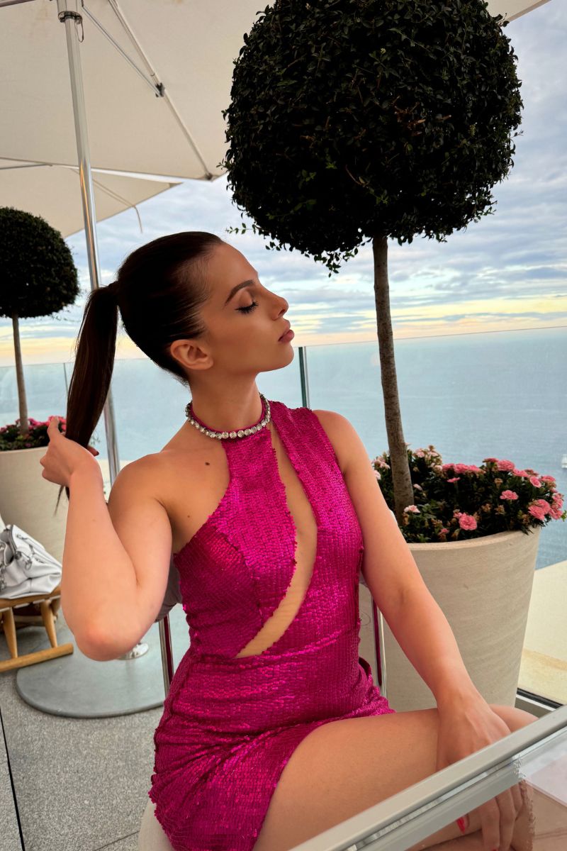 FUCHSIA SEQUINNED MINI DRESS - CULT MIA