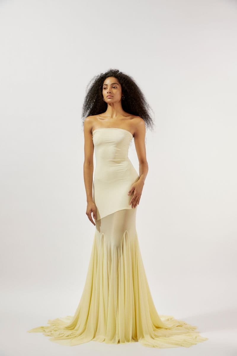 DAHLIA BUTTER YELLOW TUBE GOWN - CULT MIA