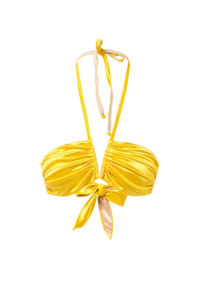 VIRNA GLOSSY BIKINI TOP IN SICILY YELLOW - CULT MIA