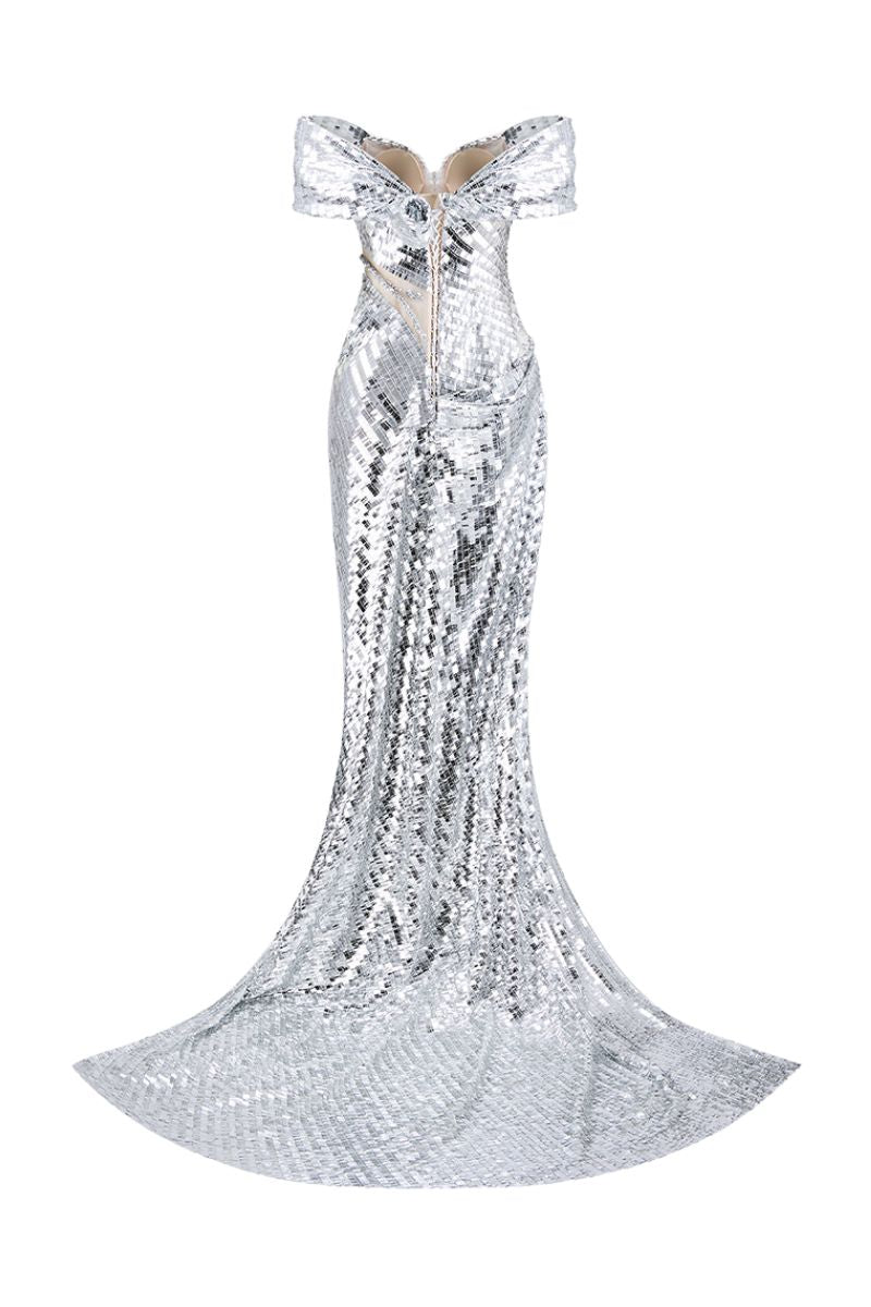COUTURE DRESS IN SILVER - CULT MIA
