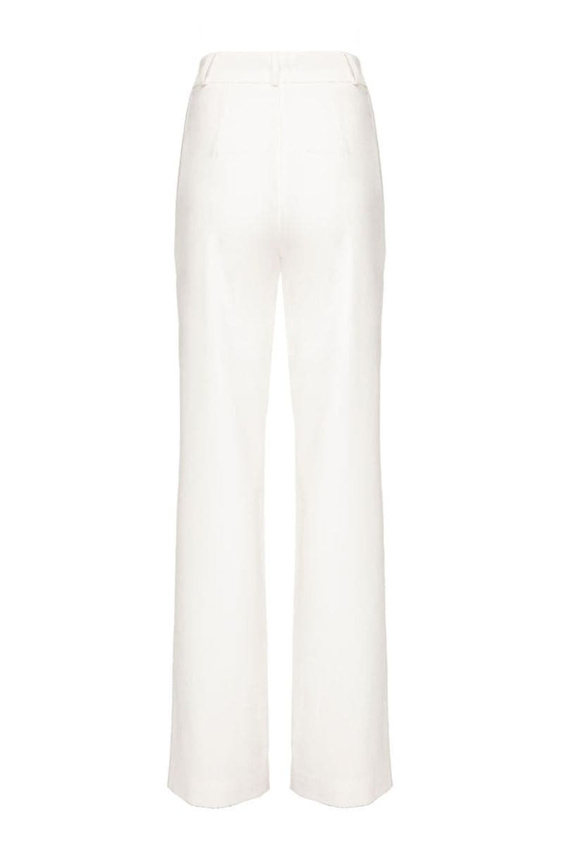 WHITE WIDE LEG PANTS WITH ZIPPERS - CULT MIA