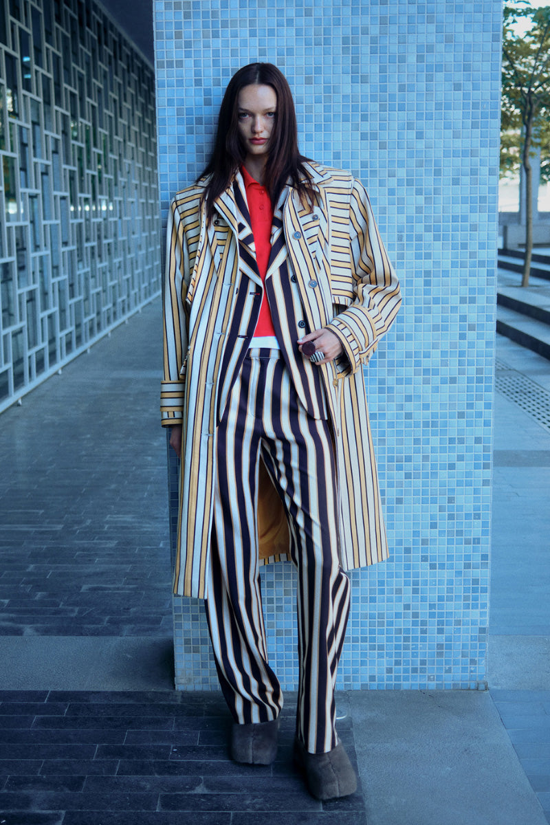 BLAZER IN BROWN-BLACK STRIPED - CULT MIA