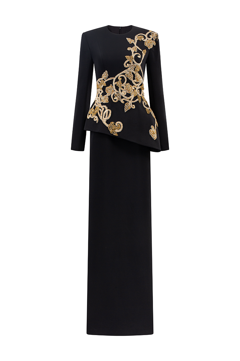 LONG SLEEVES ROUND NECK STRAIGHT DRESS - CULT MIA