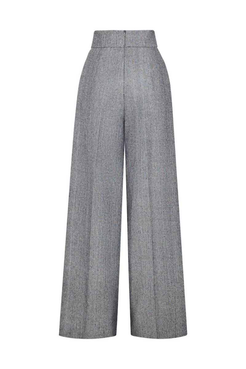 GRAY PLEATED HIGH-RISE PANTS - CULT MIA