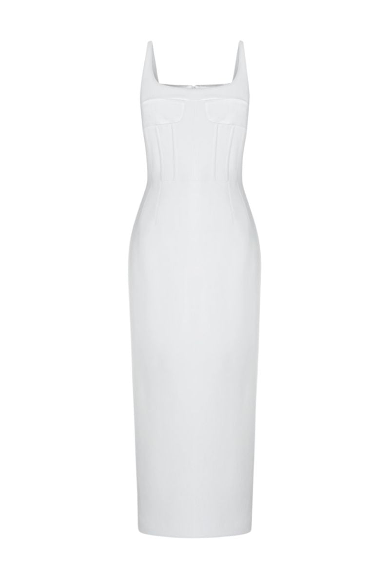 LEKIEU CLOVELLY White MIDI DRESS | Cult Mia LEKIEU CLOVELLY White MIDI DRESS | Cult Mia