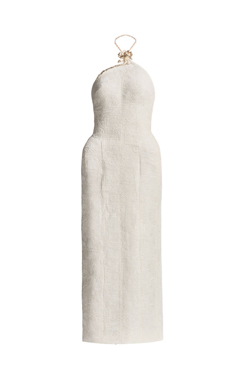 ivory halter dress EVORA HALTER MIDI DRESS IN IVORY CREAM | CULT MIA