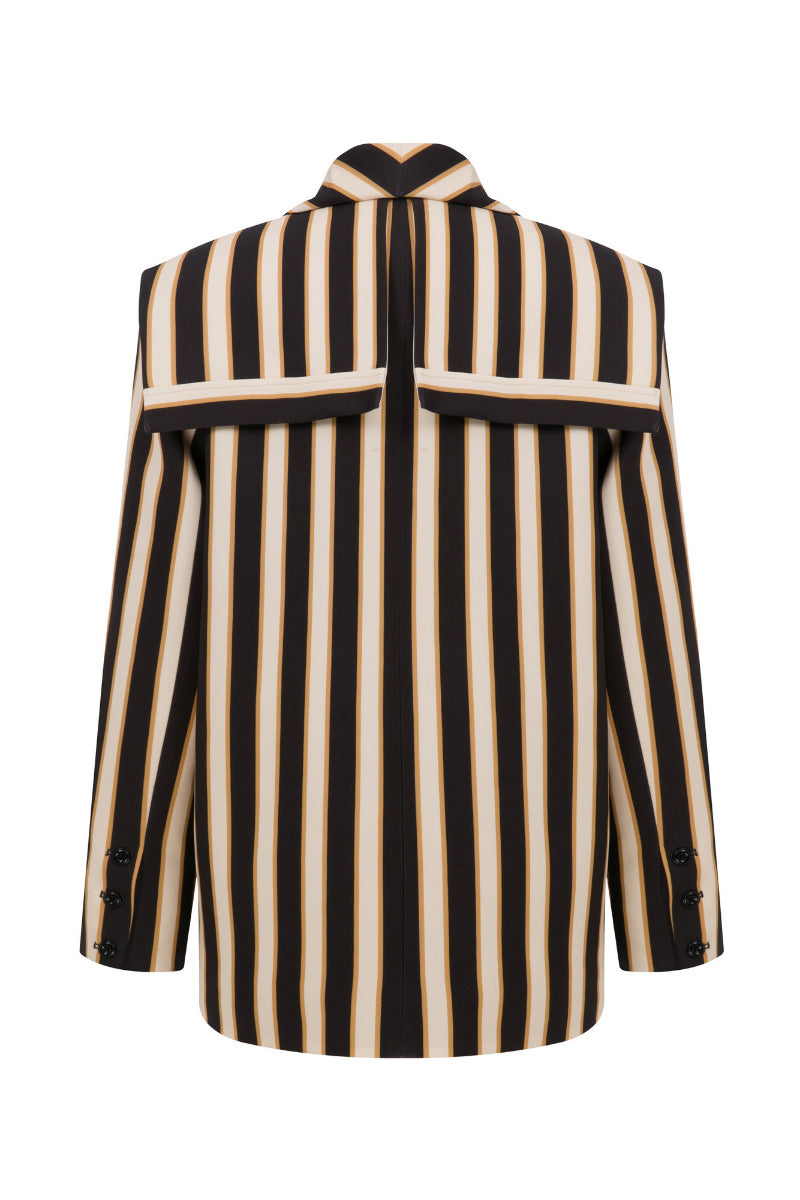 BLAZER IN BROWN-BLACK STRIPED - CULT MIA