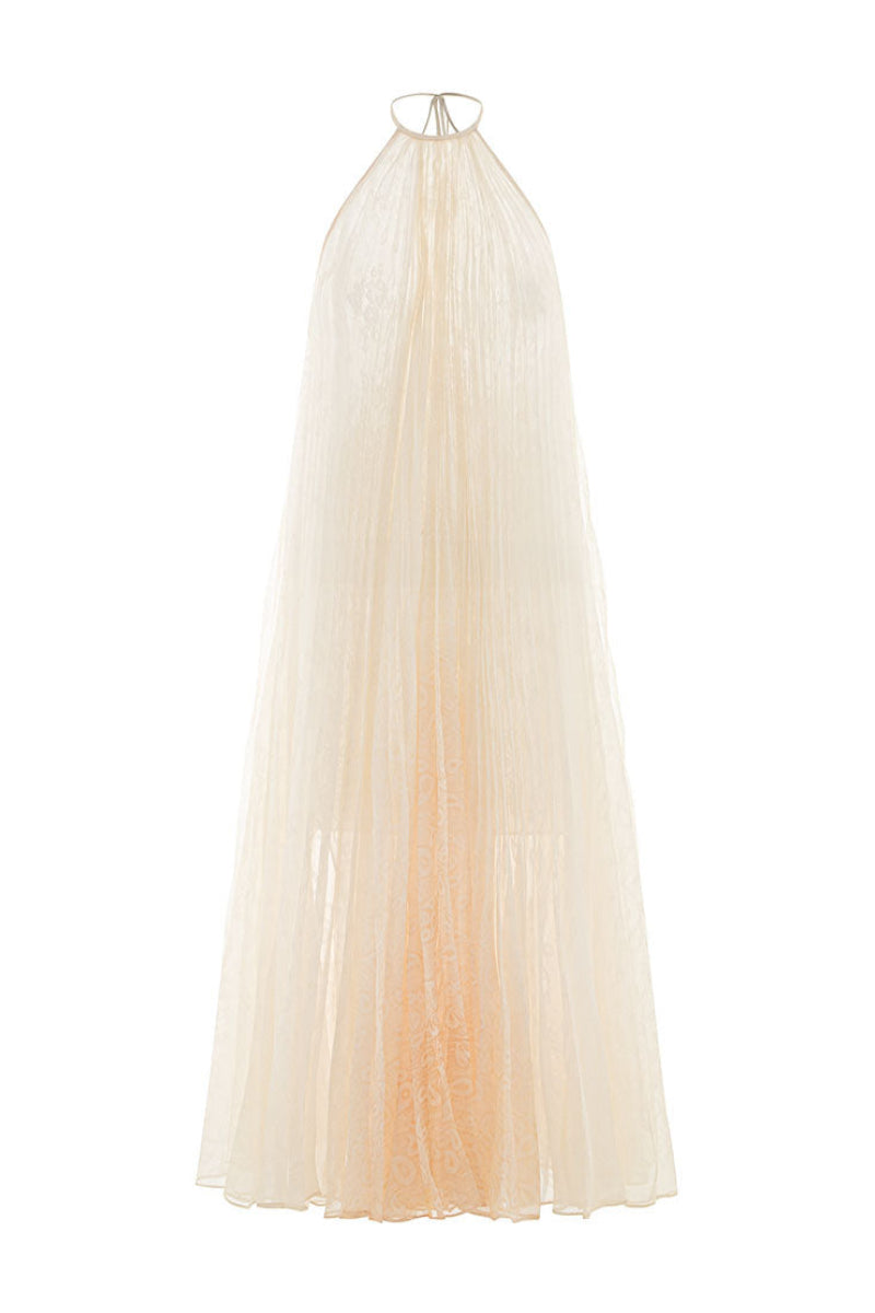 dress with voile and pleat RUE MARISCAL Frayed Pleated Embroidered Cotton-voile Midi Dress - Women - White Dresses