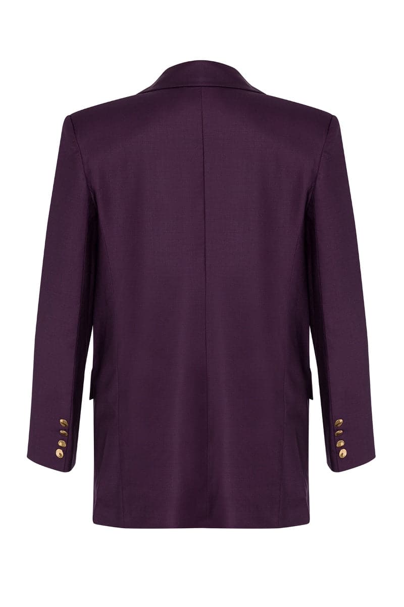 PURPLE DOUBLE BREASTED WOOL-TWILL BLAZER - CULT MIA