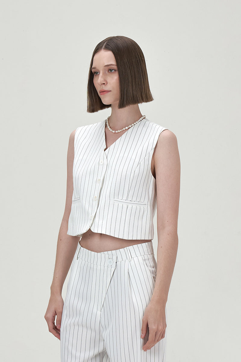 JULES WHITE CROPPED WAISTCOAT - CULT MIA