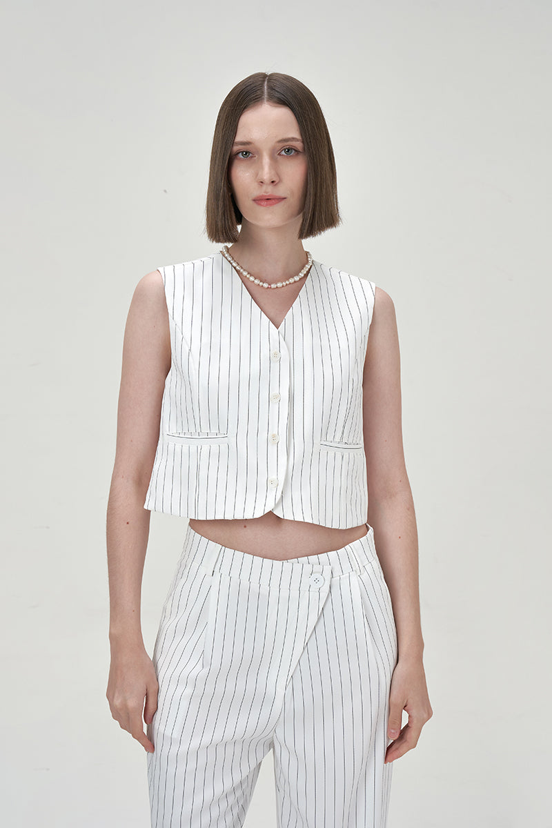 JULES WHITE CROPPED WAISTCOAT - CULT MIA