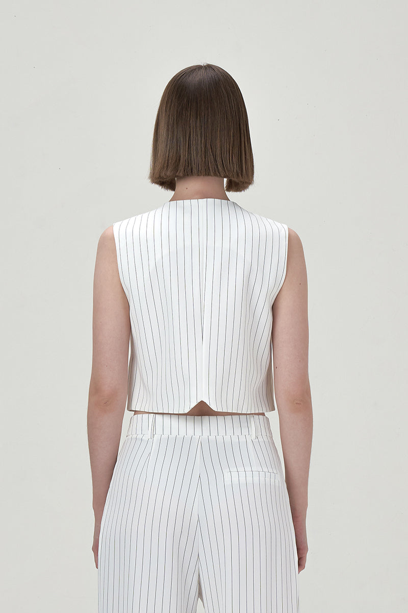 JULES WHITE CROPPED WAISTCOAT - CULT MIA