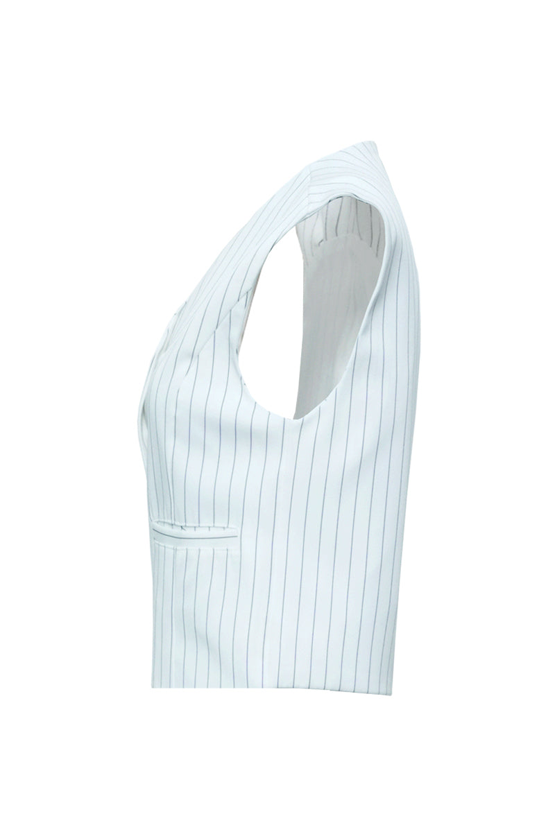 JULES WHITE CROPPED WAISTCOAT - CULT MIA
