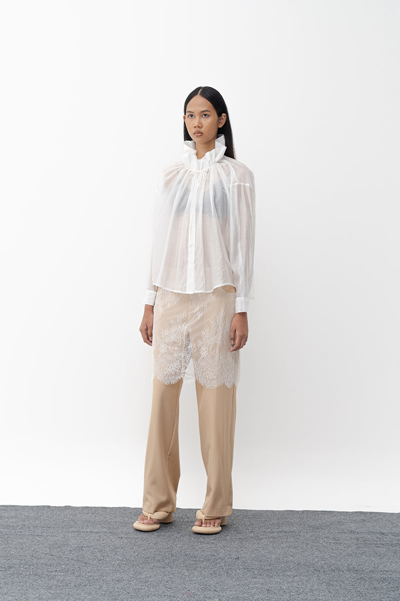 LESTARI WHITE SILK BLEND TOP - CULT MIA