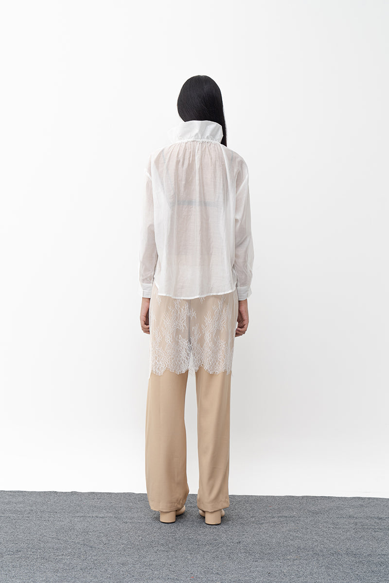 LESTARI WHITE SILK BLEND TOP - CULT MIA