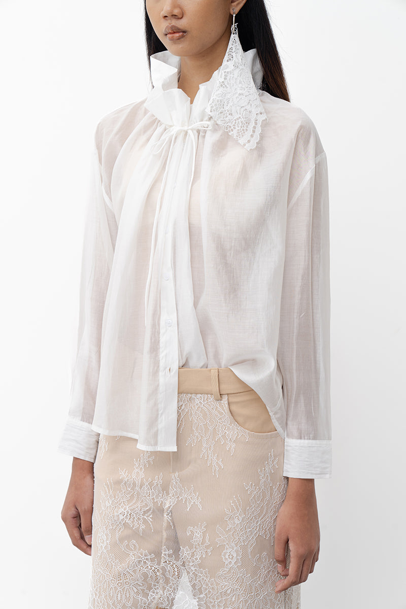 LESTARI WHITE SILK BLEND TOP - CULT MIA