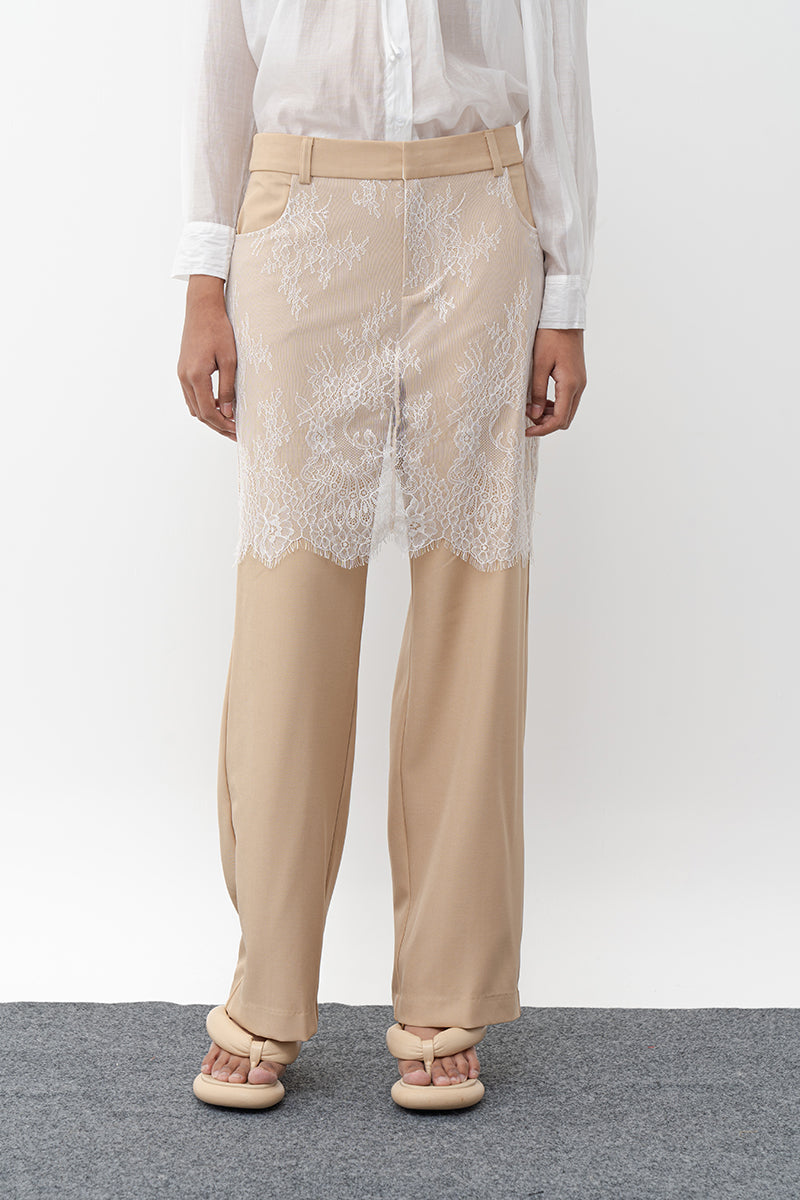NONA BEIGE STRAIGHT LEG PANTS - CULT MIA