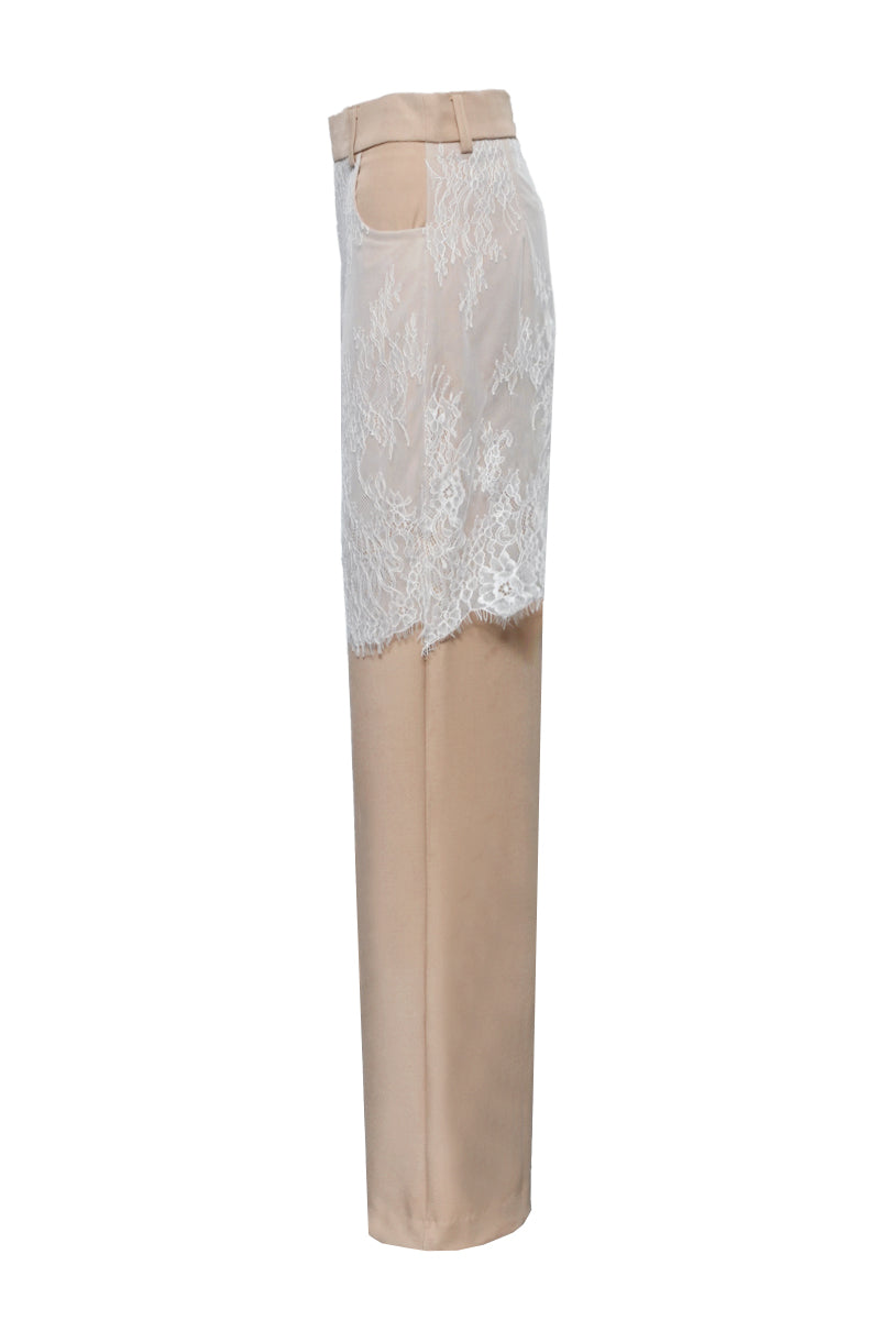 NONA BEIGE STRAIGHT LEG PANTS - CULT MIA