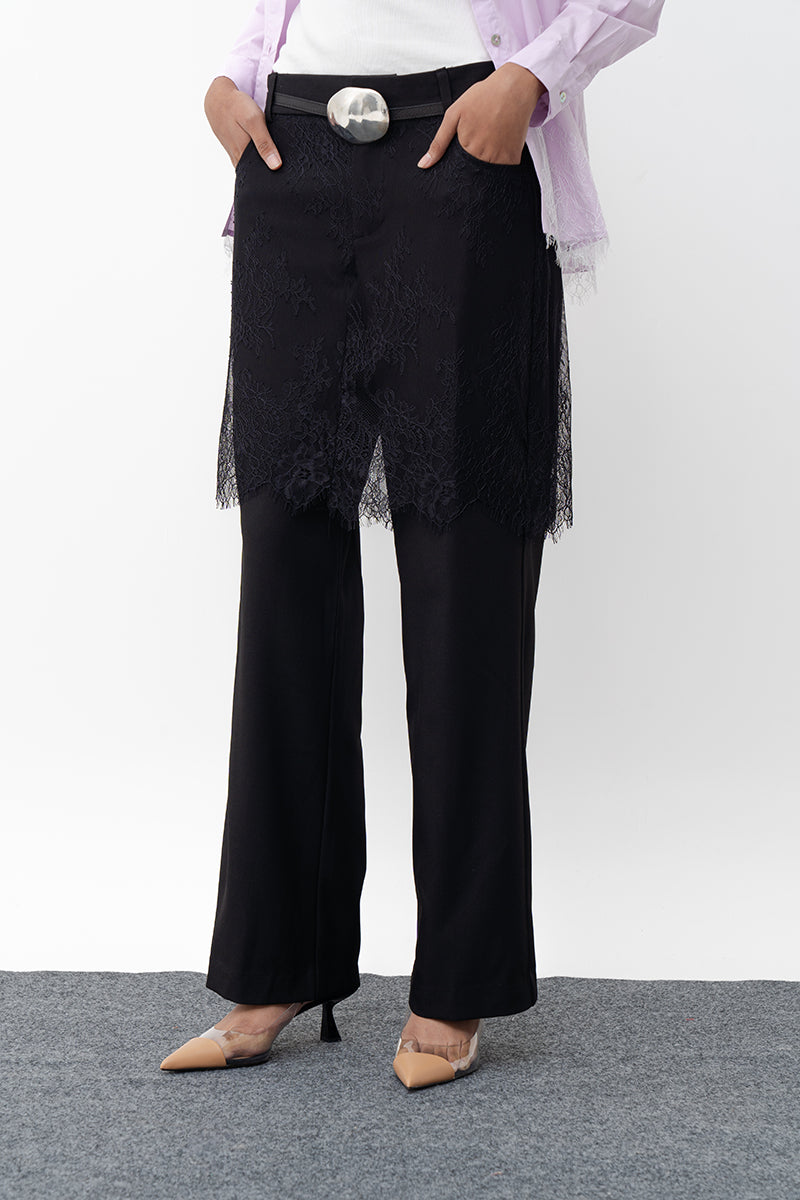 NONA BLACK STRAIGHT LEG PANTS - CULT MIA