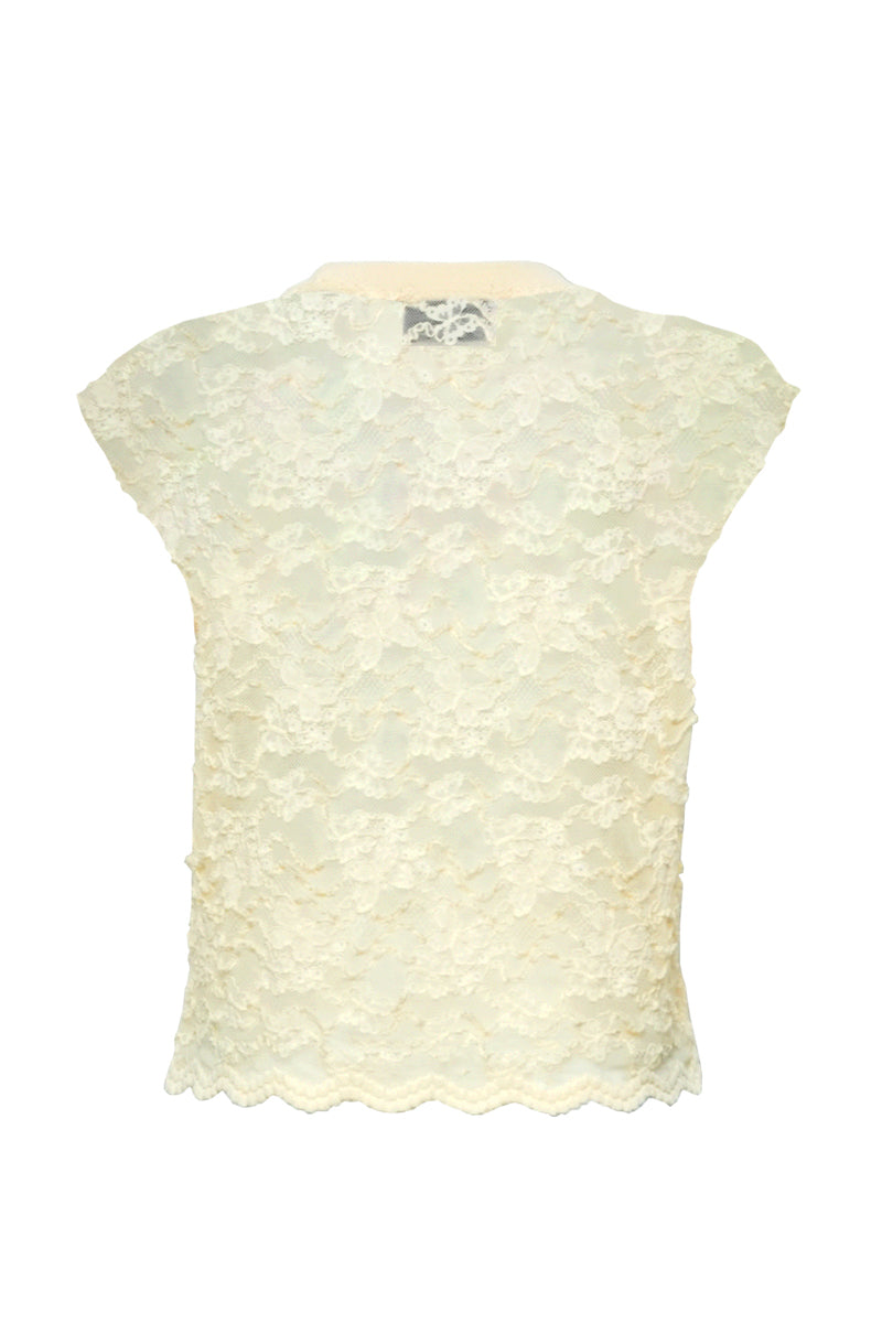 SARAH YELLOW BUTTERFLY PATTERNED LACE TOP - CULT MIA