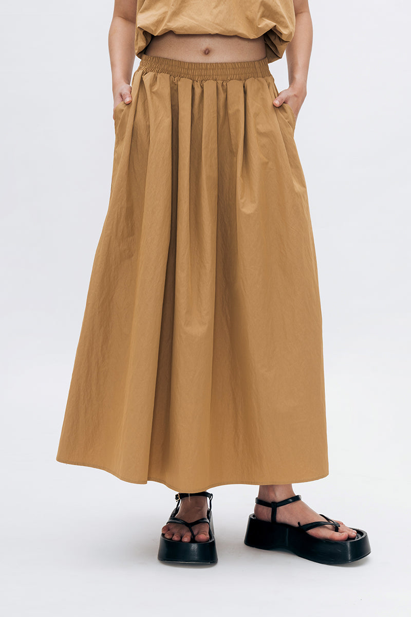 ULSA BROWN MIDI SKIRT - CULT MIA