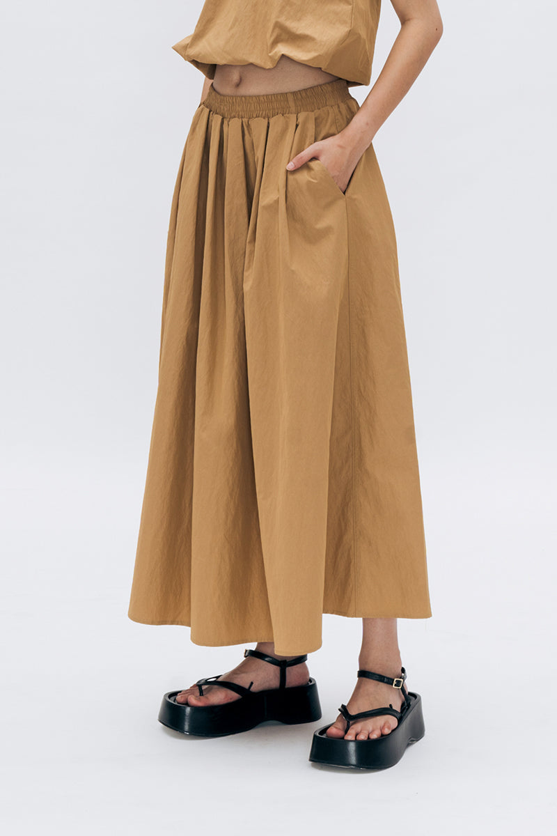 ULSA BROWN MIDI SKIRT - CULT MIA