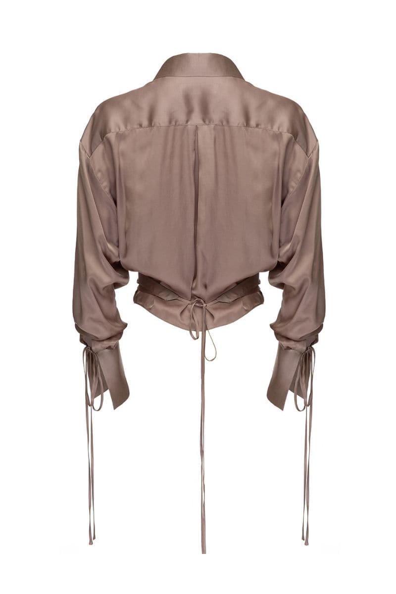 SILVER GRAY CROPPED SHIRT - CULT MIA
