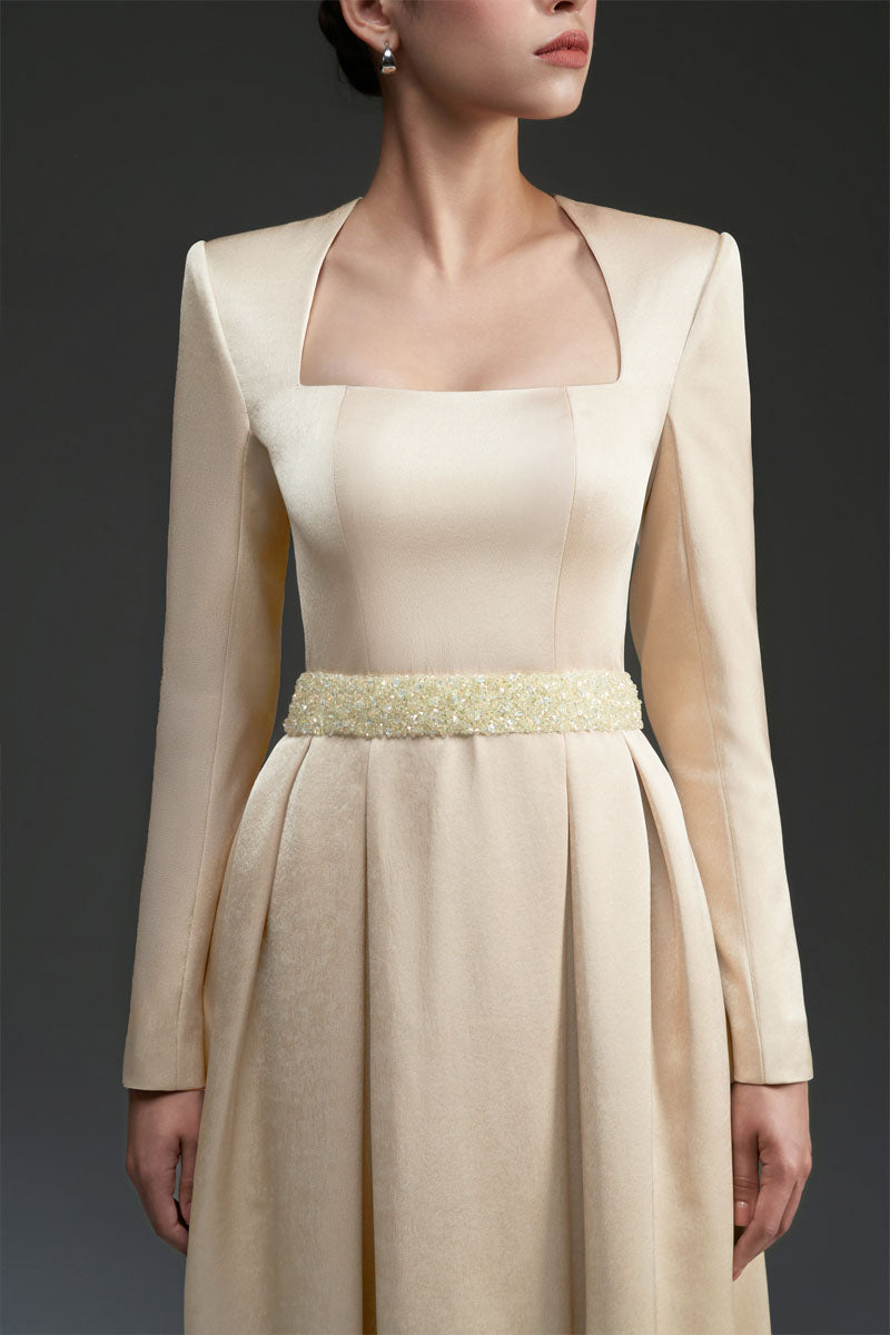 SILK TAFFETA DRESS IN GOLD - CULT MIA