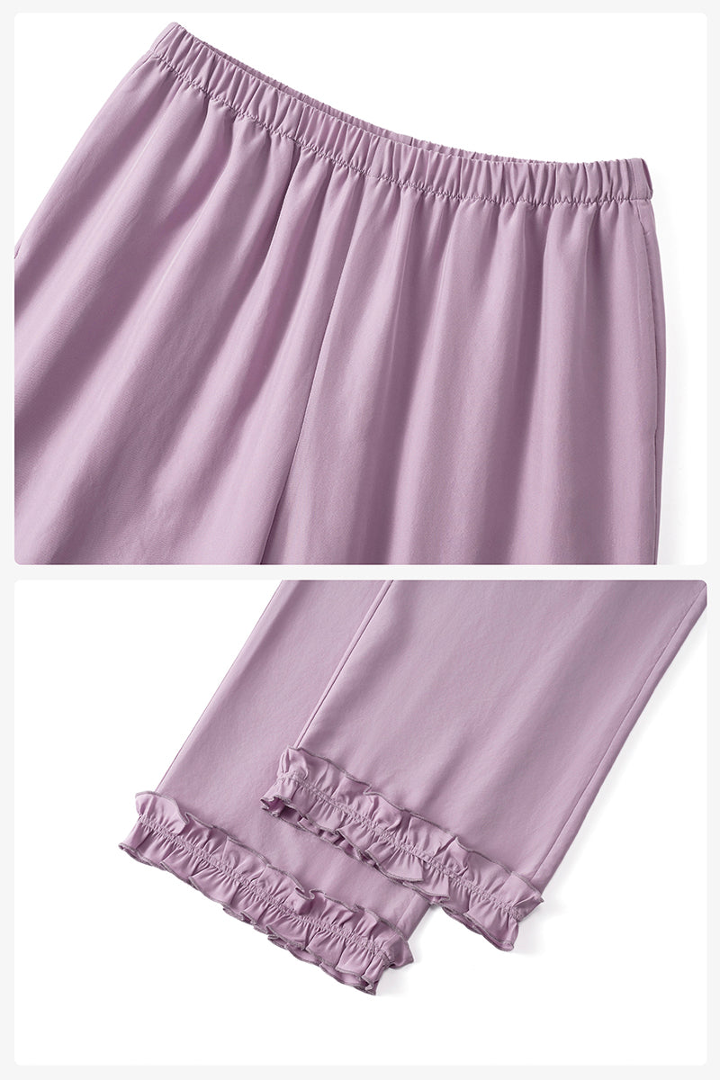 HOLIDAY IN ARLES SILK LONG SET IN PURPLE - CULT MIA