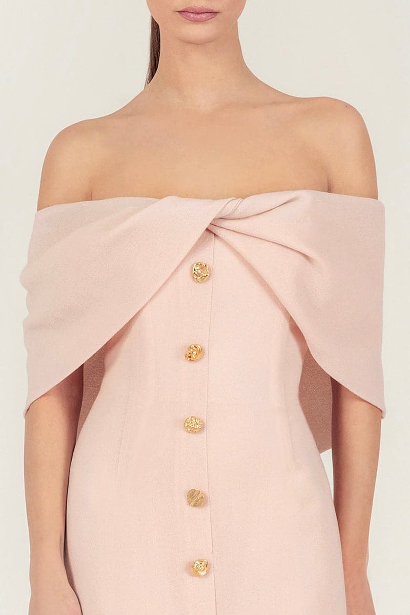 WOOL CREPE OFF-SHOULDER MAXI DRESS - CULT MIA