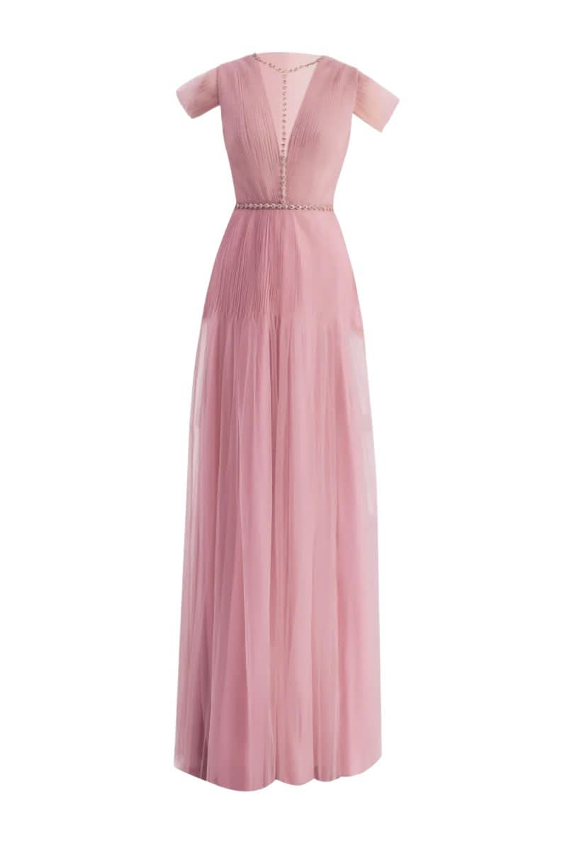 Happy Clothing Pink Organza A-Line Cold Shoulder Maxi Dress | Cult Mia Happy Clothing Pink Organza A-Line Cold Shoulder Maxi Dress | Cult Mia