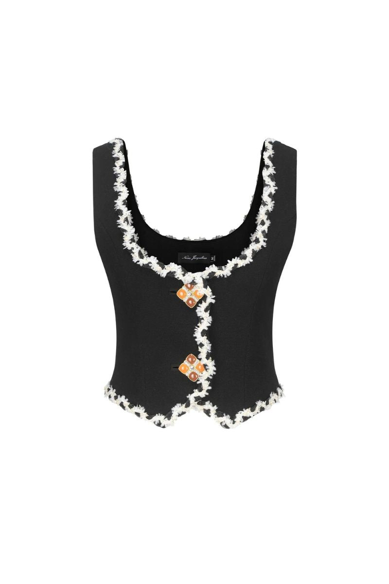 LISETTE BLACK SCOOP NECK TOP - CULT MIA