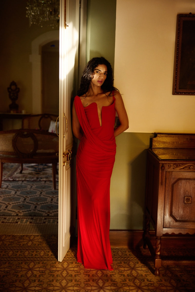 ADRIANA RED MAXI DRESS - CULT MIA