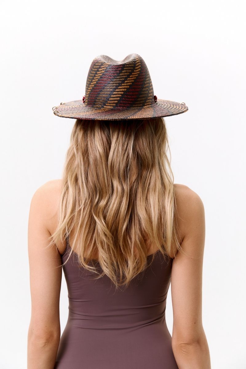 DOUBLE CHAIN RED AND TURQUOISE FEDORA - CULT MIA