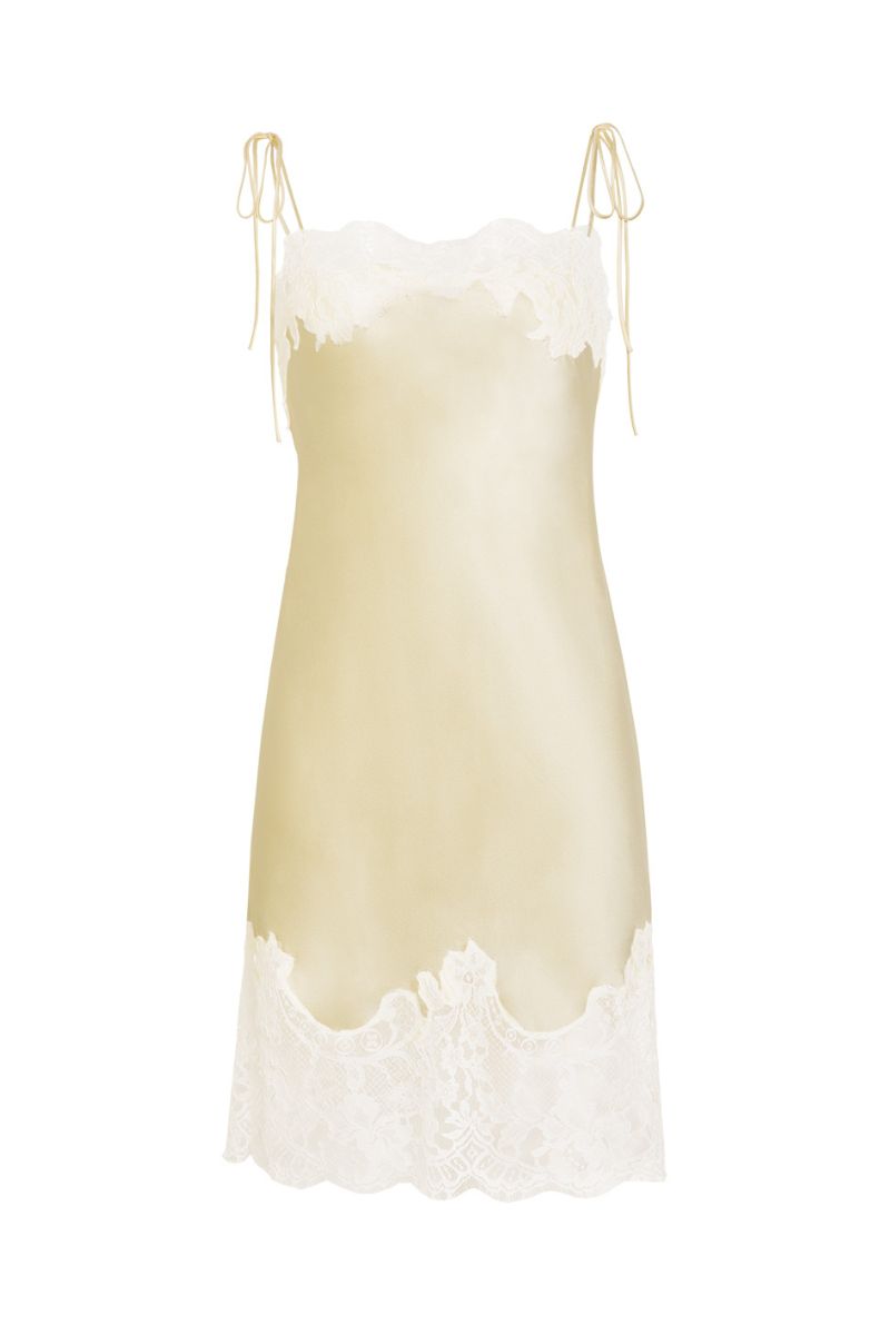 WINDY SILK LACE SHORT DRESS IN YELLOW - CULT MIA