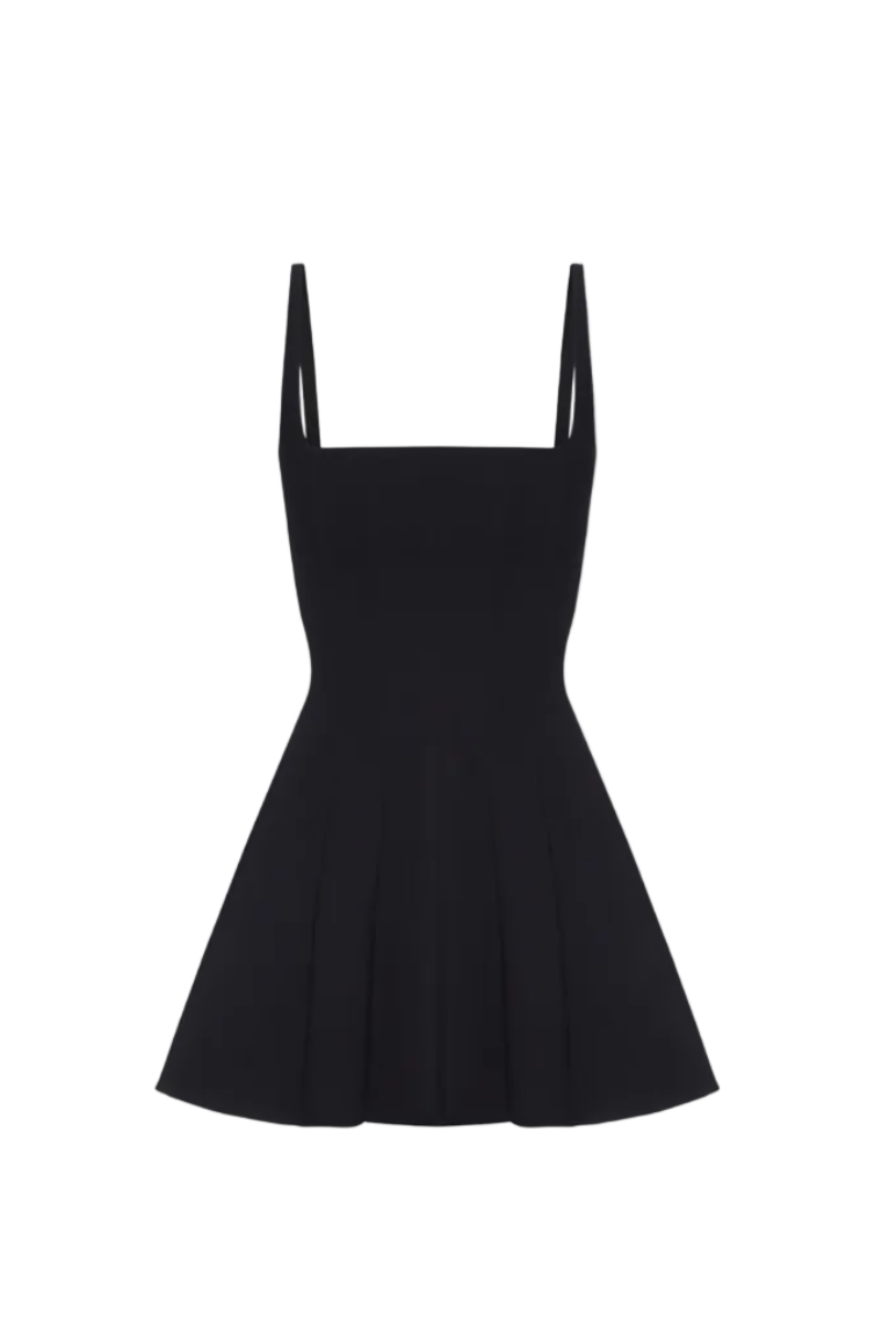MINI DRESS WITH STRAPS IN BLACK | CULT MIA