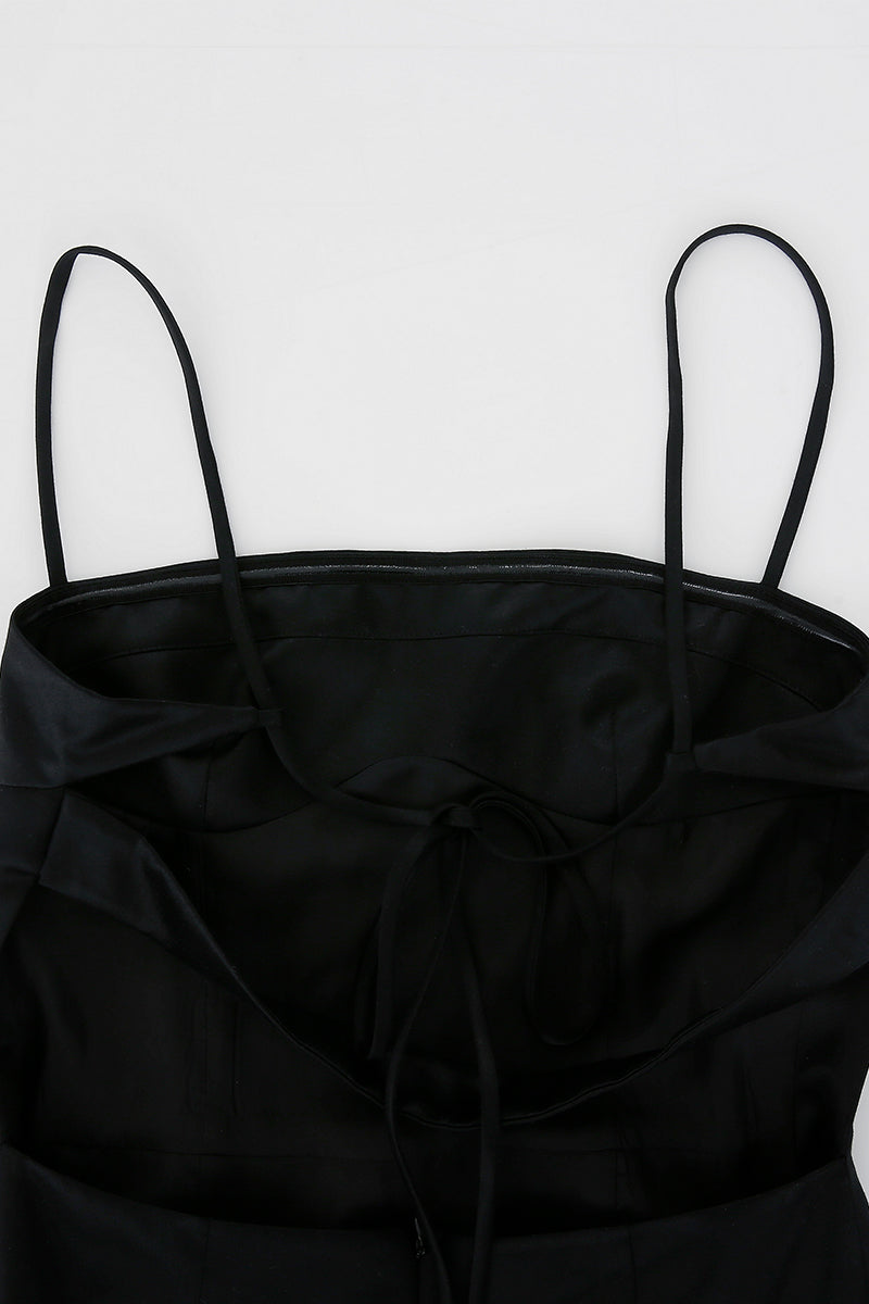 WOOL SILK EVENING GOWN IN BLACK - CULT MIA