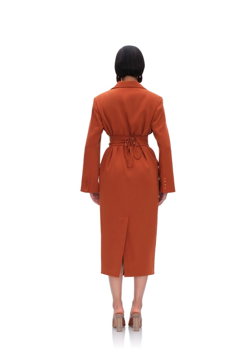 ZIA CORSET BLAZER DRESS IN PUMPKIN - CULT MIA