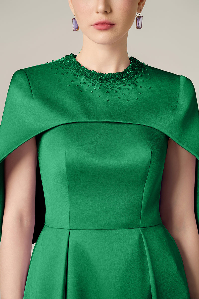 SILK TAFFETA DRESS IN GREEN - CULT MIA