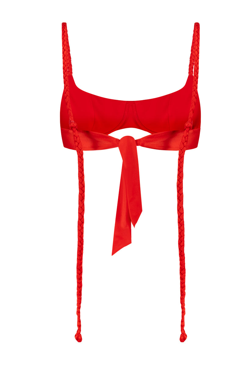 SCOOP BIKINI TOP IN RED - CULT MIA