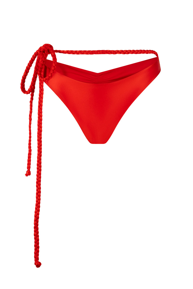 SCOOP BIKINI BOTTOM IN RED - CULT MIA