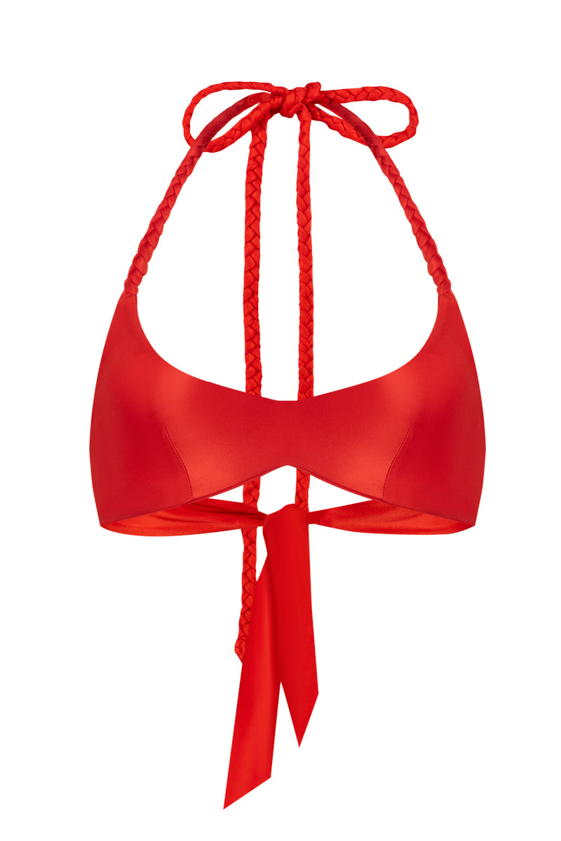SCOOP BIKINI TOP IN RED - CULT MIA