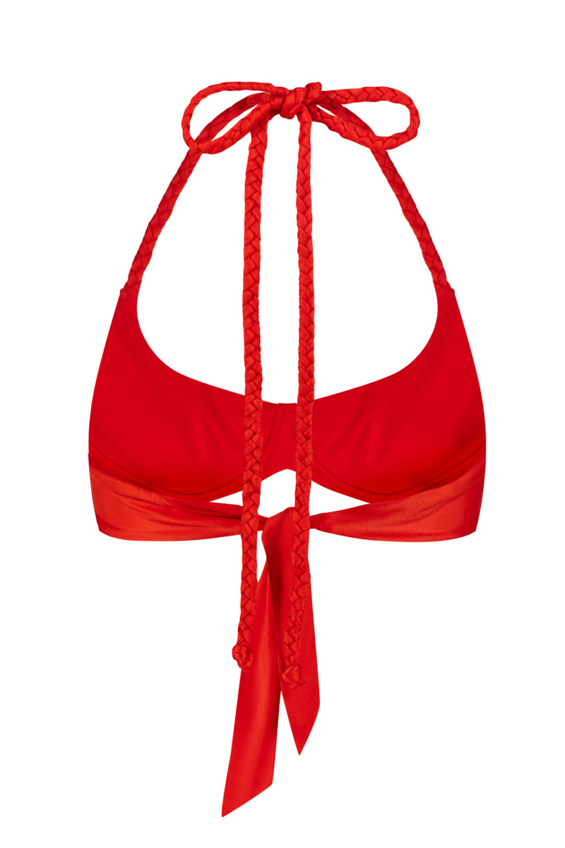 SCOOP BIKINI TOP IN RED - CULT MIA
