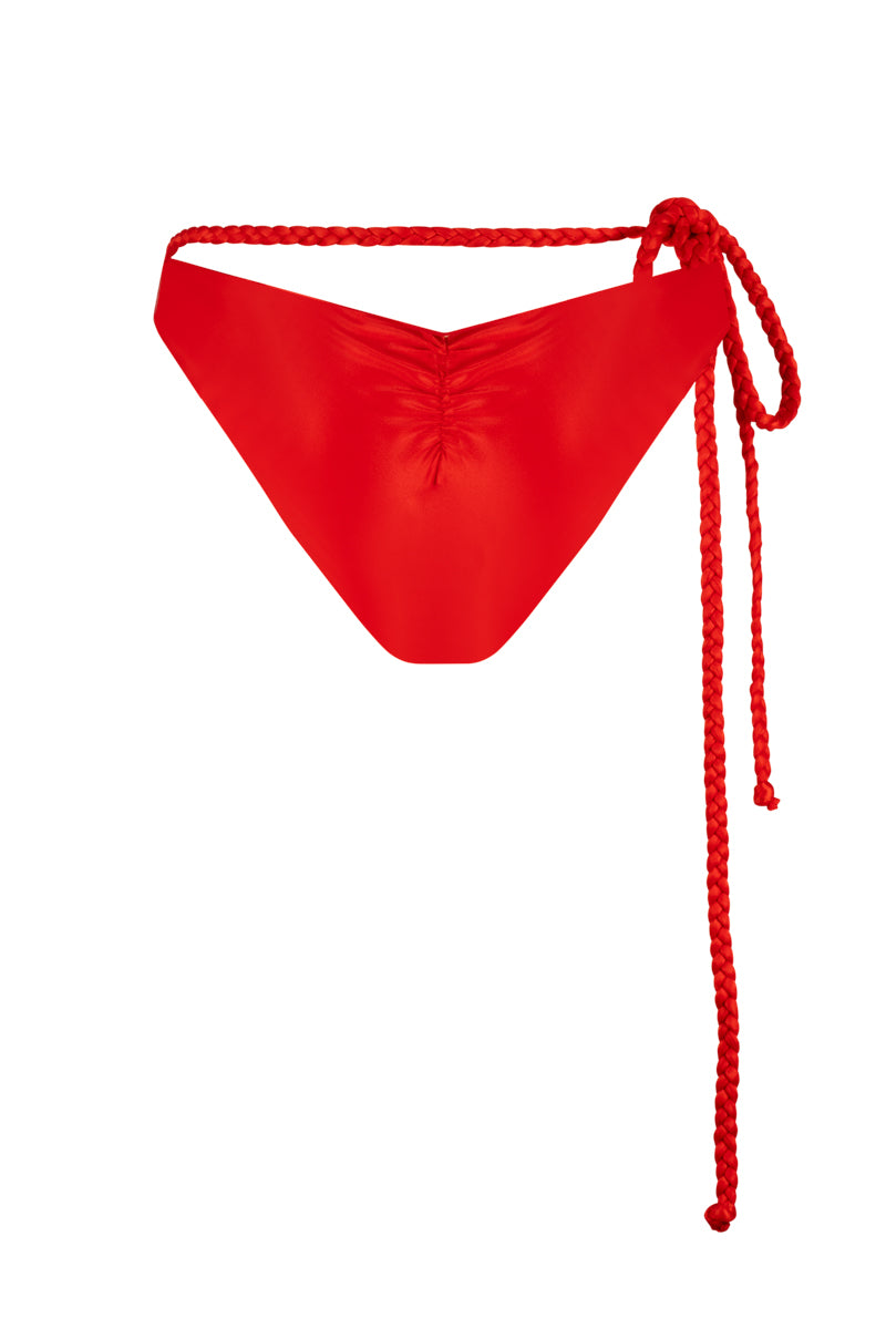 SCOOP BIKINI BOTTOM IN RED - CULT MIA