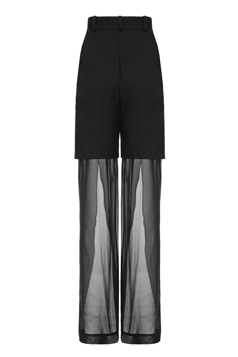 BLACK CHIFFON FLARED PANTS - CULT MIA